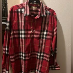 Red/Black size XL Mens Burberry dress shirt Long sleeve.